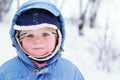 Cute boy in snowsuit