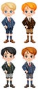 Cute boy student in school uniform set Royalty Free Stock Photo