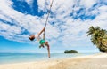 Cute boy swinging Royalty Free Stock Photo