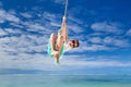 Cute boy swinging Royalty Free Stock Photo