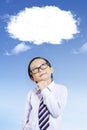 Cute boy thinking idea Royalty Free Stock Photo