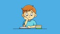 Cute Boy thinking while working on his school project Royalty Free Stock Photo