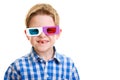 Cute boy wearing 3D glasses Royalty Free Stock Photo
