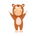 Cute Boy Wearing Bear Costume Role Playing and Having Fun Vector Illustration