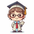 A cute boy wearing glasses graduation look generative AI Royalty Free Stock Photo