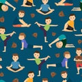 Cute boys yoga training pattern