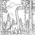 Cute Brachiosaurus Coloring Page for Kids Royalty Free Stock Photo