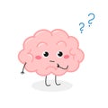 Cute brain cartoon character with question mark Royalty Free Stock Photo