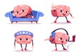 Cute brain character, smart mascot Royalty Free Stock Photo