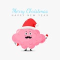 Cute brain characters wish you a merry christmas