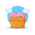 Cute brain mascot in the box
