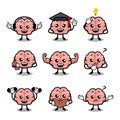 Cute brain simple mascot design