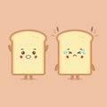 Cute Bread Characters Smiling and Sad