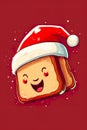 Cute bread with red santa hat