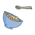 Cute breakfast cereal vector illustration of healthy oatmeal bowl