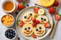 Cute breakfast for kids, healthy food, vegan. Generative AI