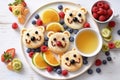 Cute breakfast for kids, healthy food, vegan. Generative AI