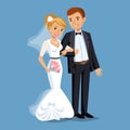 Cute Bride and groom, Wedding Party set illustration. Royalty Free Stock Photo