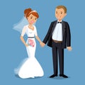 Cute Bride and groom, Wedding Party set illustration. Royalty Free Stock Photo