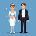 Cute Bride and groom, Wedding Party set illustration. Royalty Free Stock Photo