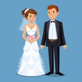 Cute Bride and groom, Wedding Party set illustration. Royalty Free Stock Photo