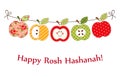 Cute bright apples garland as Rosh Hashanah Jewish New Year symbols Royalty Free Stock Photo