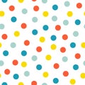 Cute bright polka dot seamless pattern. Colorful dots on white background texture Royalty Free Stock Photo