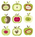 Cute bright retro apple set