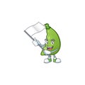 Cute broad beans cartoon character design holding a flag