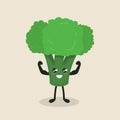 Cute broccoli healthy vegetable mascot design