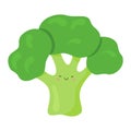 Cute broccoli in kawaii style