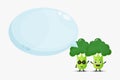 Cute broccoli mascot with bubble speech