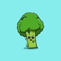 Cute Broccoli Mascot Character Vector Illustration