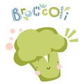 Cute funny broccoli vector illustration. Print for kids t shirts, cards