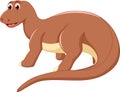 Cute brontosaurs cartoon walking with smile Royalty Free Stock Photo