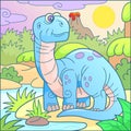 Cute brontosaurus cartoon illustration