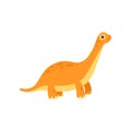 Cute brontosaurus dinosaur, funny baby dino cartoon character vector Illustration