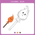 Cute broom for coloring book