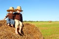 Cute Brothers Outside at Farm Royalty Free Stock Photo