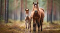 Cute Brown Baby standing near its Mother generated by AI tool. Royalty Free Stock Photo