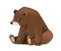 Cute Brown bear. Carnivoran mammals, family Ursidae. Cartoon animal design. Flat illustration isolated on white background
