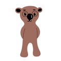 Cute brown bear in cartoon style.Teddy in round glasses stands with his hands behind his back. character for the design Royalty Free Stock Photo