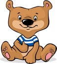 Cute brown bear illustration sitting - vector