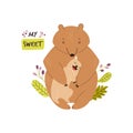 Cute brown bears family. Baby cartoon design