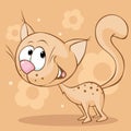 cute brown cat standing on brown background - vector Royalty Free Stock Photo