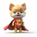 Cute Brown Furry Puppy Superhero Cartoon Costume