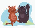 cute brown and gray cats feline animals pets cartoon