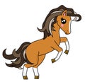 Cute Brown Horse cartoon plastic pose isolated