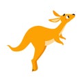 Cute Brown Kangaroo Marsupial Character with Pouch Leaping Vector Illustration