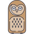 Cute brown owl vector icon isolated on white Royalty Free Stock Photo